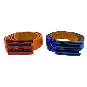 Adidas Tropy Buckle Mens w/ Genuine Leather Belts Orange & Blue Size 38 - 40 L